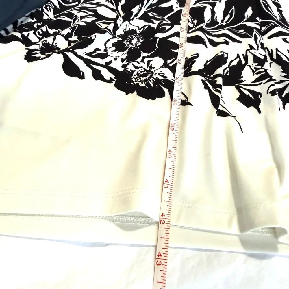 Lauren Ralph Lauren Black White Floral Sheath Women Midi Dress Sz 16W Modest - Picture 9 of 9